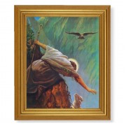 10" x 12" Gold Leaf Finish Beveled Frame with 8" x 10" The Lost Sheep Textured Art