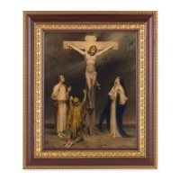 11 1/2" x 13 1/2" Cherry Frame with Gold Trim with an 8" x 10" Chambers: Crucifixion Print 11 1/2" x 13 1/2" Cherry Frame with Gold Trim with an 8" x 10" Chambers: Crucifixion Print