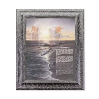 10 1/2" X 12 1/2" Grey Oak Finish Frame with an 8" x 10" Footprints Print