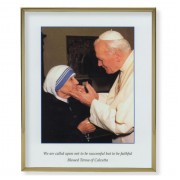 11" x 14" Gold Plaque Frame with a Saint John Paul II and Saint Teresa of Calcutta Print