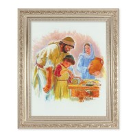 10" x 12" Ornate Silver Frame with a Hook: Jesus the Carpenter Print
