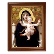 15 1/2" x 19 1/2" Walnut Finish Frame with Gold Accent and a 12" x 16" Madonna of the Lilies Textured Art