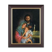 10" x 12" Walnut Frame with Gold Inside Lip and a 8" x 10" Holy Family Print