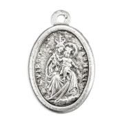 1" Oval Antiqued Silver Oxidized Sacred Heart and O.L of Mount Carmel Medal