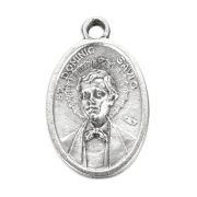 1" Oval Antiqued Silver Oxidized Saint Dominic Savio and Our Lady of the Rosary Medal