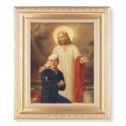 10 1/4" x 12 1/4" Satin Gold Frame with an 8" x 10" Jesus with Sailor Print