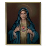 11" x 14" Gold Plaque Frame with a Immaculate Heart of Mary (Dark) Print