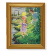8" x 10" Guardian Angel With Girl Print With 10" x 12" Gold Leaf Finish Beveled Frame