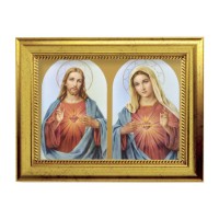 6 3/4" X 8 3/4" Gold Leaf Finish Frame with 5" X 7" Sacred Hearts Textured Art