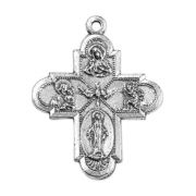 1 1/8" Four Way Cruciform Medal in Antique Silver Finish
