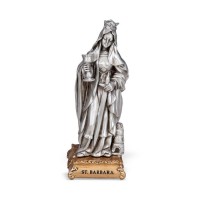 4 1/2" Pewter Saint Barbara Statue Gift Boxed