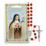 Rose Petal Bead Saint Therese Specialty Rosary Boxed