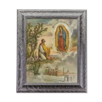 8" X 10" Our Lady Of Guadalupe With Juan Diego Print in 10.5" X 12.5" Grey Oak Finish Frame