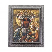 8"X10" Our Lady of Czestochowa Print in 10.5" X 12.5" Grey Oak Finish Frame