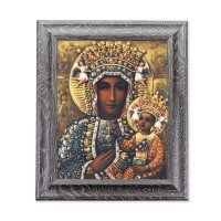 8"X10" Our Lady of Czestochowa Print in 10.5" X 12.5" Grey Oak Finish Frame