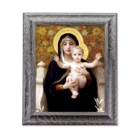 8"X10" Bouguereau's Madonna of The Roses Print in 10.5" X 12.5" Grey Oak Finish Frame