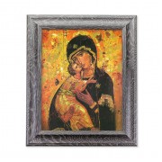 8"X10" Our Lady of Vladimir Print in 10.5" X 12.5" Grey Oak Finish Frame