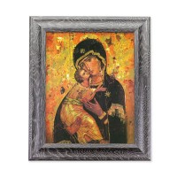8"X10" Our Lady of Vladimir Print in 10.5" X 12.5" Grey Oak Finish Frame
