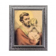8" X 10" St Joseph with Crying Jesus Print in an 10.5" X 12.5" Grey Oak Finish Frame
