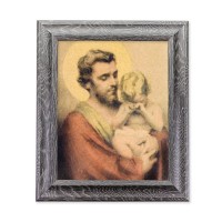 8" X 10" St Joseph with Crying Jesus Print in an 10.5" X 12.5" Grey Oak Finish Frame