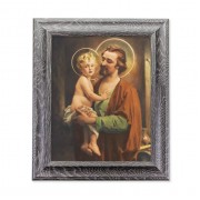 8" X 10" St. Joseph with Jesus Print in an 10.5" X 12.5" Grey Oak Finish Frame