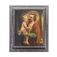 8" X 10" St. Joseph with Jesus Print in an 10.5" X 12.5" Grey Oak Finish Frame