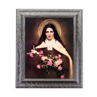 10 1/2" x 12 1/2" Grey Oak Finish Frame with an 8" x 10" Saint Therese Print