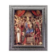 10 1/2" x 12 1/2" Grey Oak Finish Frame with an 8" x 10" Madonna Throne of Angels and Saints Print