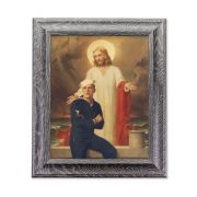 10 1/2" x 12 1/2" Grey Oak Finish Frame with an 8" x 10" Jesus with Sailor Print