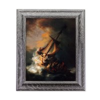 10 1/2" x 12 1/2" Grey Oak Finish Frame with an 8" x 10" Rembrandt: The Storm in the Sea of Galilee Print