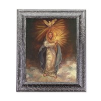 10 1/2" x 12 1/2" Grey Oak Finish Frame with an 8" x 10" Mary with Monstrance Print