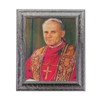 10 1/2" x 12 1/2" Grey Oak Finish Frame with an 8" x 10" Pope John Paul II Print