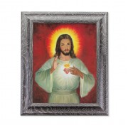 10 1/2" x 12 1/2" Grey Oak Finish Frame with an 8" x 10" The Sacred Heart of Jesus Print 10 1/2" x 12 1/2" Grey Oak Finish Frame with an 8" x 10" The Sacred Heart of Jesus Print