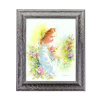 10 1/2" x 12 1/2" Grey Oak Finish Frame with an 8" x 10" Blanc: Mystical Rose Print