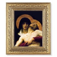 12 1/2" x 14 1/2" Ornate Gold Leaf Antique Frame with 8" x 10" The Pieta Print