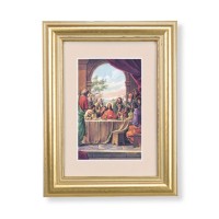 5 1/4" x 6 3/4" Gold Leaf Frame-Cream Matte with a 2 1/2" x 3 3/4" Last Supper Print 5 1/4" x 6 3/4" Gold Leaf Frame-Cream Matte with a 2 1/2" x 3 3/4" Last Supper Print