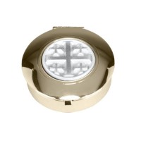 1 1/2" Diameter 1/2" Deep 24kt Gold Plated "Jerusalem Cross" Pyx. Holds Six to Nine Hosts