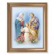 13 1/2" x 16 9/16" Gold Leaf Antique Finished Frame with 11" x 14" Holy Family Textured Art