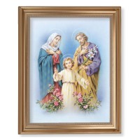 13 1/2" x 16 9/16" Gold Leaf Antique Finished Frame with 11" x 14" Holy Family Textured Art