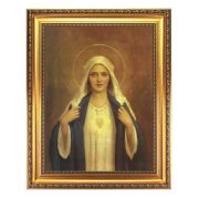 15 1/2" x 19 1/2" Antique Gold Leaf Beveled Frame with Bead Inlay and 12" x 16" Chambers: Immaculate Heart of Mary Textured Art