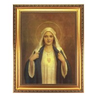 15 1/2" x 19 1/2" Antique Gold Leaf Beveled Frame with Bead Inlay and 12" x 16" Chambers: Immaculate Heart of Mary Textured Art 15 1/2" x 19 1/2" Antique Gold Leaf Beveled Frame with Bead Inlay and 12" x 16" Chambers: Immaculate Heart of Mary Textured Art