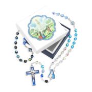 Tri Color Crystal Glass Bead Our Lady of Fatima Rosary, Boxed