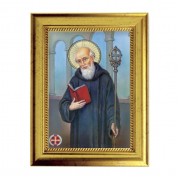 6 3/4" X 8 3/4" Gold Leaf Finish Frame with 5" X 7" Saint Benedict Textured Art