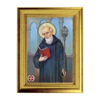 6 3/4" X 8 3/4" Gold Leaf Finish Frame with 5" X 7" Saint Benedict Textured Art