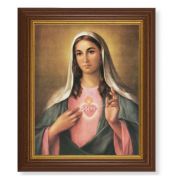 10 1/2" x 12 1/2" Walnut Finish Beveled Frame with 8" x 10" Immaculate Heart of Mary Textured Art