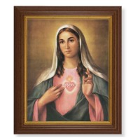 10 1/2" x 12 1/2" Walnut Finish Beveled Frame with 8" x 10" Immaculate Heart of Mary Textured Art 10 1/2" x 12 1/2" Walnut Finish Beveled Frame with 8" x 10" Immaculate Heart of Mary Textured Art