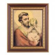 11 1/2" x 13 1/2" Cherry Frame with Gold Trim with an 8" x 10" St. Joseph with Crying Jesus Print