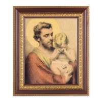 11 1/2" x 13 1/2" Cherry Frame with Gold Trim with an 8" x 10" St. Joseph with Crying Jesus Print