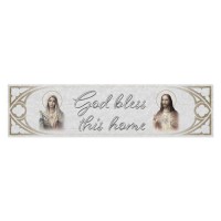 23" x 6" The Sacred Hearts Wooden Door Blessing Plaque