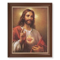 13 1/2" x 16 9/16" Walnut Finished Frame with 11" x 14" LaFuente: Sacred Heart of Jesus Textured Art